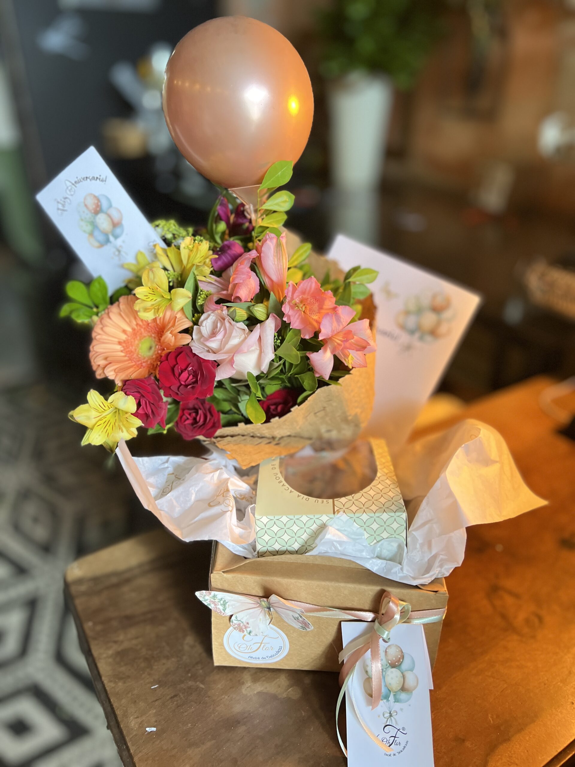 Cartão kraft flores secas